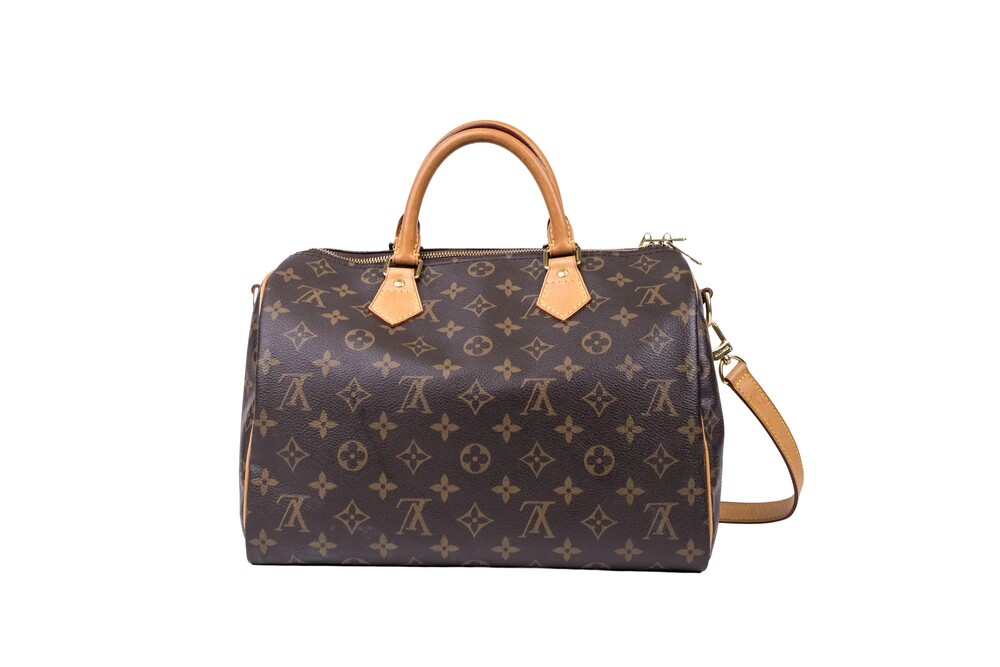 Louis Vuitton Brown Monogram Coated Canvas Speedy Bandouliere 30 Handbag Gold Ha